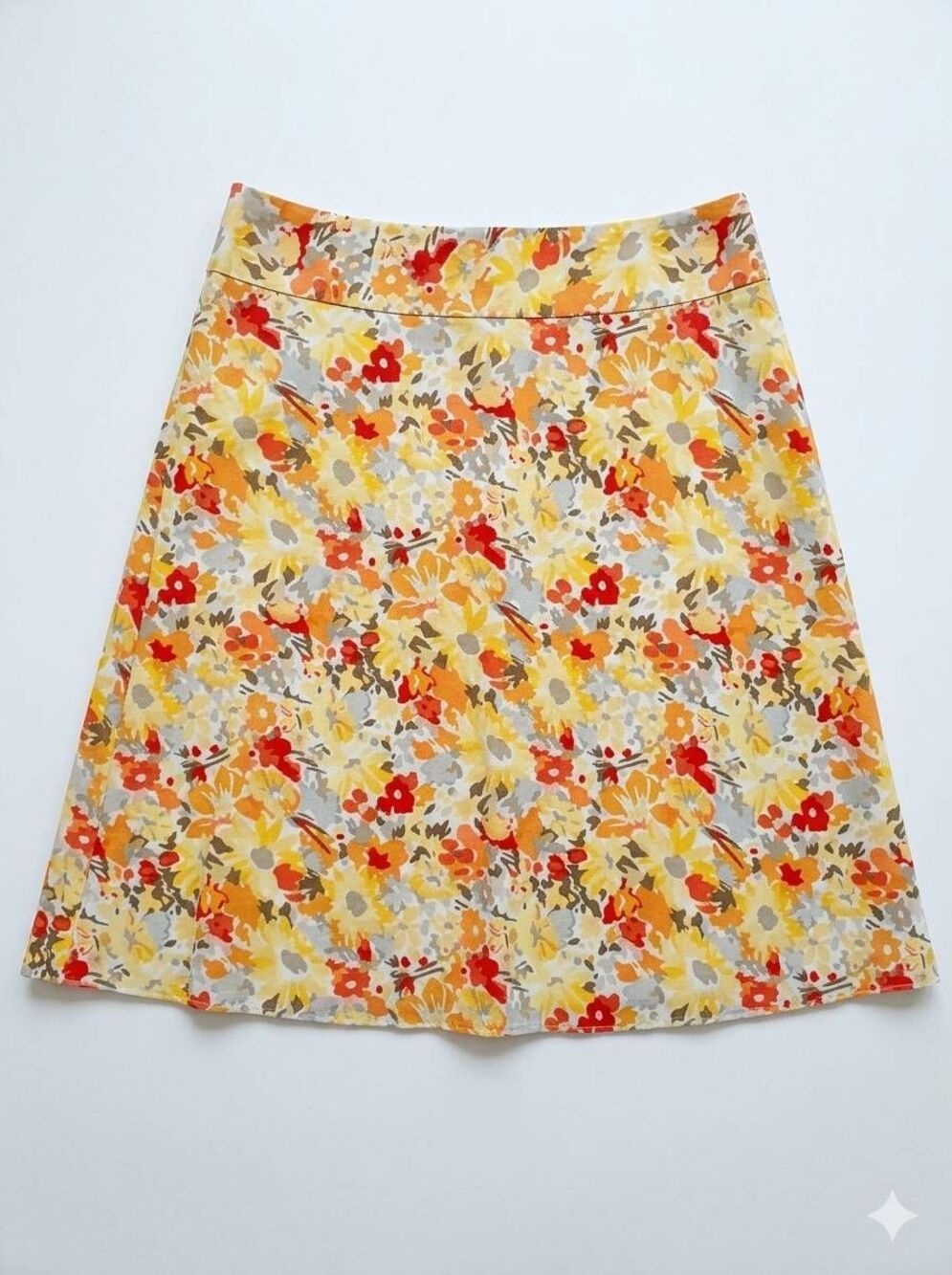 🔺️Express Yellow & Orange Floral Print Skirt Medium